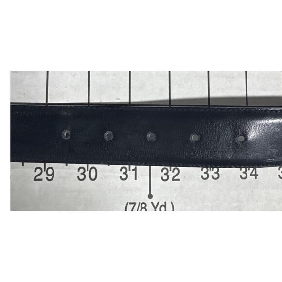 St John Black Rare Vintage Black Leather Gold Elephant Medallion Belt Women 32" - Picture 7 of 9